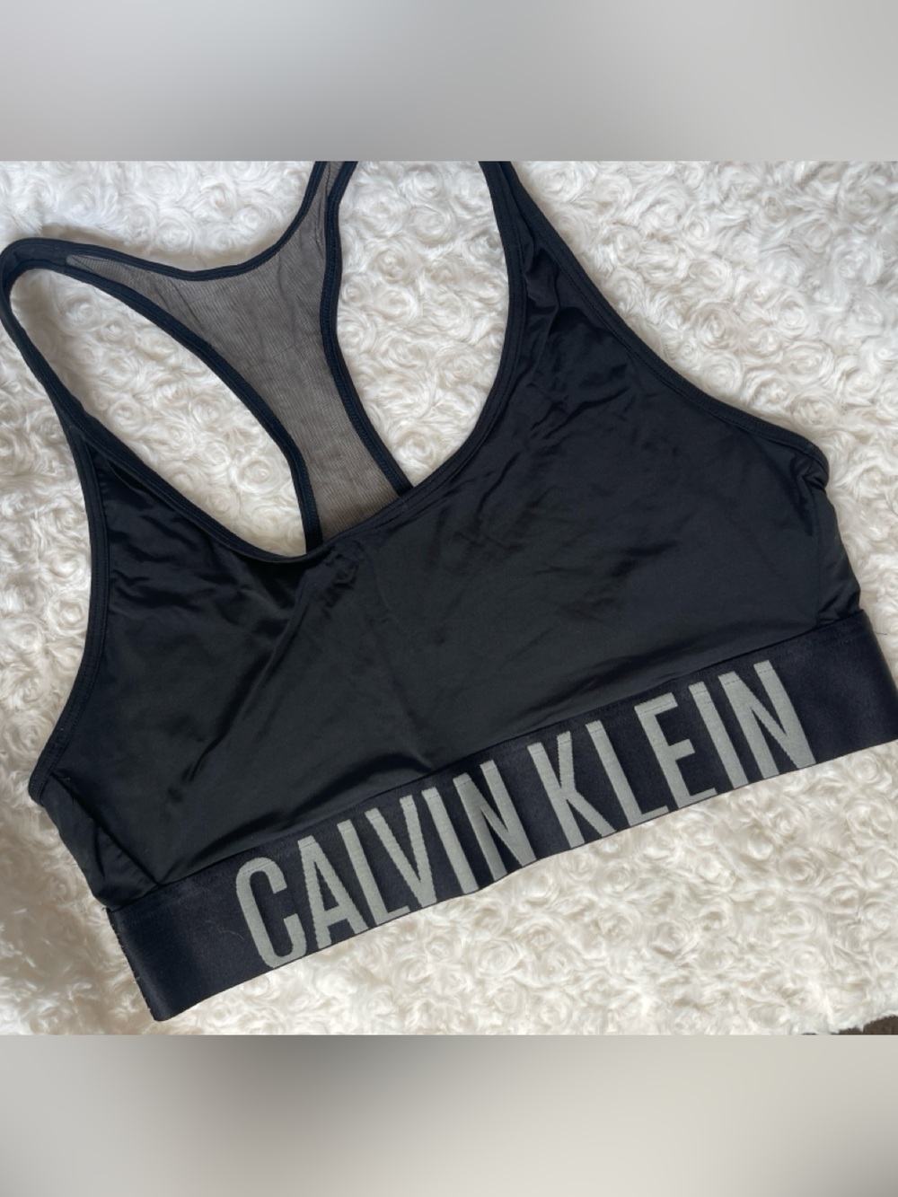 Calvin Klein Black Logo Racerback Sports Bralette